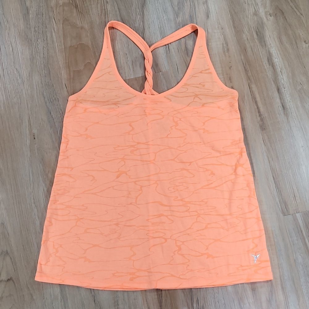 🔺️Old Navy Neon Orange Burnout Twisted Racerback Athletic Sleeveless Top Medium